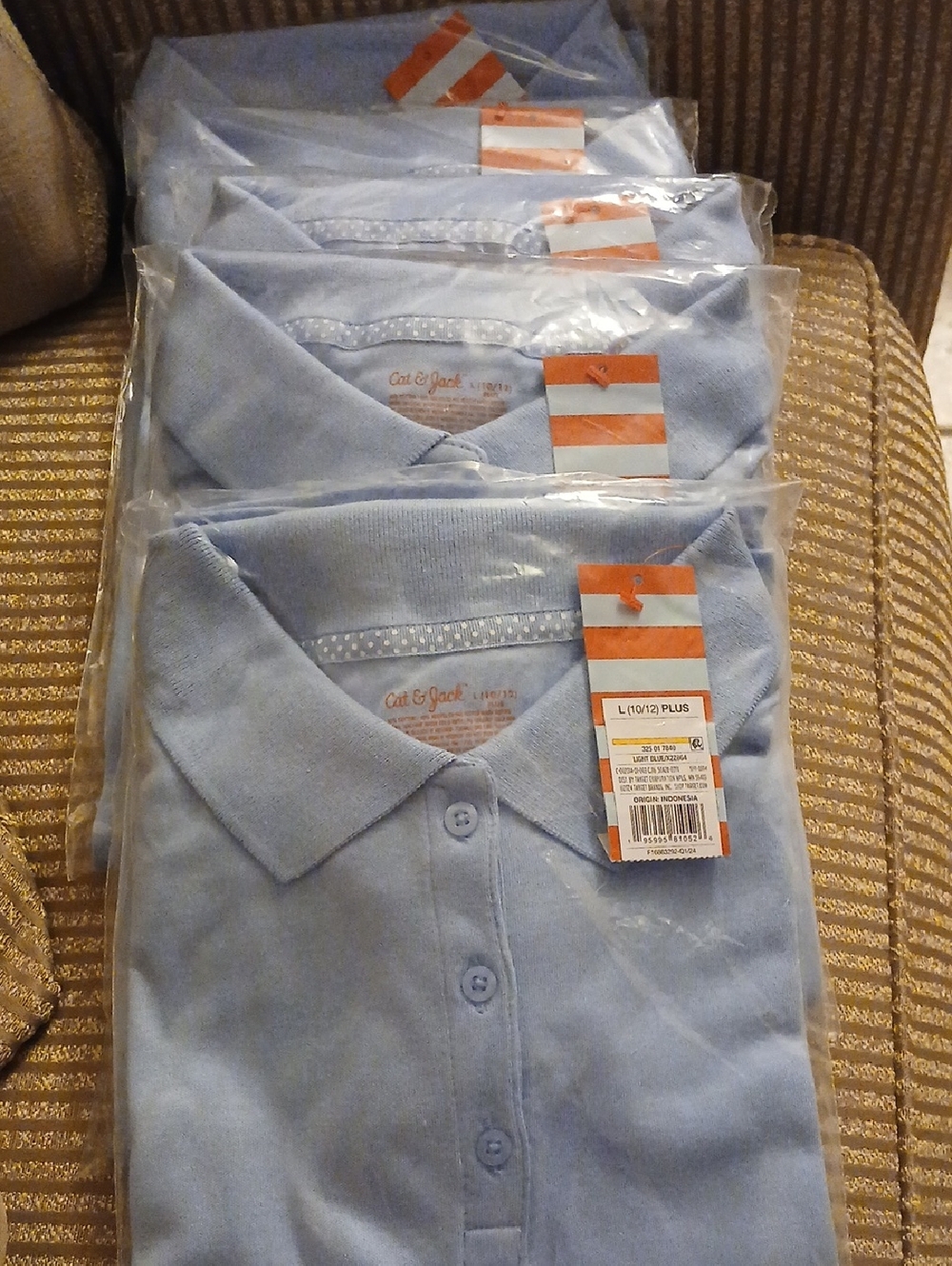 Cat & Jack  Girls Light Blue Uniform Short-Sleeve Tees - 5-Pack